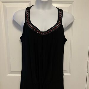 White House Black Market Size XL WHBM Black Beaded Midi Dress Women's‎